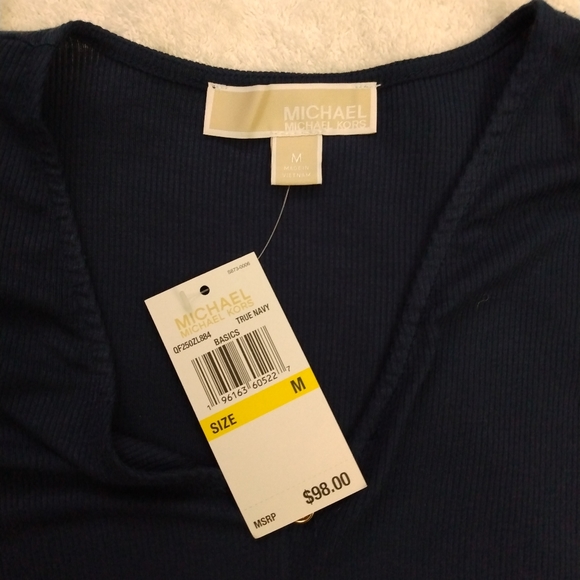 NWT Navy Blue MK Michael Kors Long Sleeve Top Medium - Picture 5 of 14